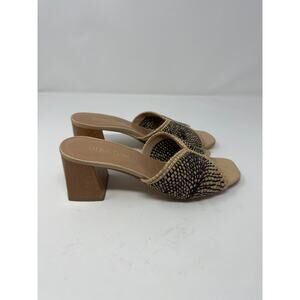 Sundance Diba True NEW Trop Hop Raffia Peep Toe Black Tan Sandal size 9